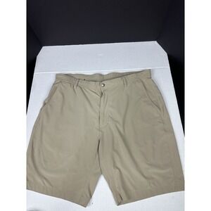 FootJoy FJ Tan Flat Front Polyester Spandex Golf Shorts Mens Size 38X10 Stained